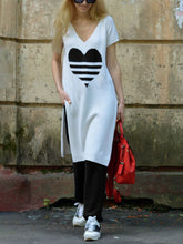 Load image into Gallery viewer, Fashionable Casual Loose Short Sleeve Love Tops Pants Knitted Suit

