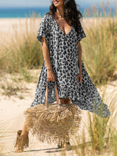 Load image into Gallery viewer, Leopard V-Neck Casual Short Sleeve Dress
