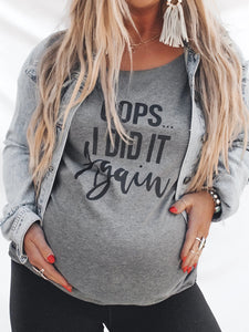 Casual Letter Printed Maternity Top