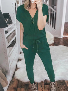Simple Casual Loose Short Sleeve Top Pants Knitted Suit