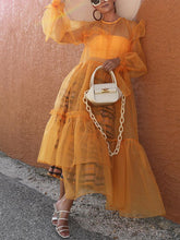 Load image into Gallery viewer, Mesh Stitching Long-sleeved Loose Dress
