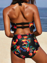 Load image into Gallery viewer, Printed Halter Lace Stitching Bikini Set
