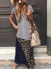 Load image into Gallery viewer, Casual Coloring Short Sleeve Round Neck Dress
