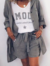Load image into Gallery viewer, Casual Loose V-Neck T-Shirt Shorts Shirt Three-Piece Suit
