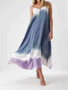 V-neck Sleeveless Tie-dye Dress