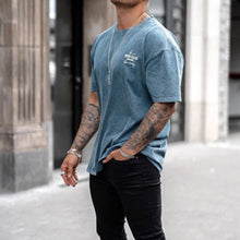 Load image into Gallery viewer, Men&#39;s retro round neck print short sleeve T-shirt

