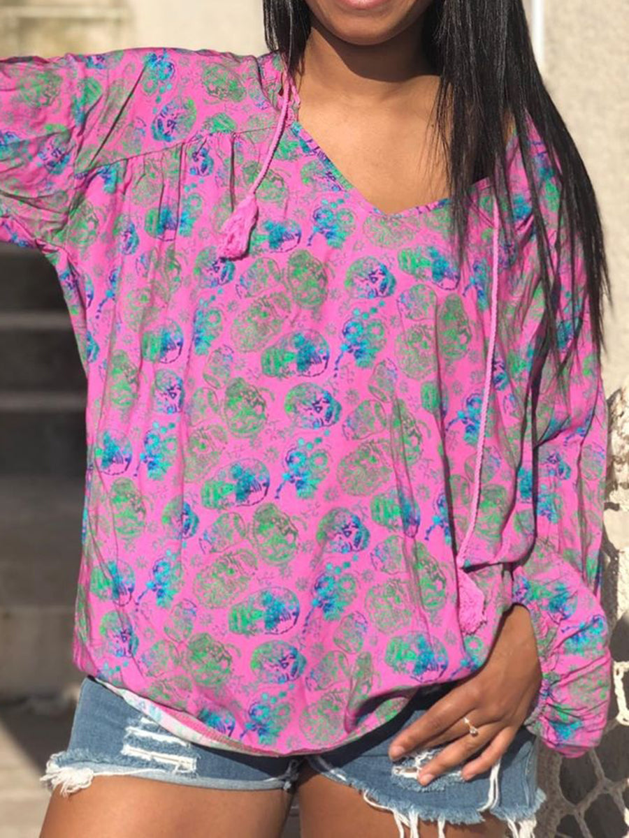 Casual Loose Skull Long Sleeve Top