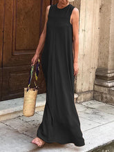 Load image into Gallery viewer, Casual Solid Color Sleeveless Round Neck Dress

