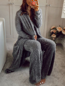 Crop Top Cardigan and Trousers Three-piece Suit