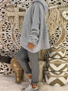 Simple Casual Loose Hooded Sweater Pants Suit
