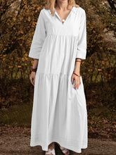 Load image into Gallery viewer, Solid Casual Pockets V Neck Half Sleeve Dresses

