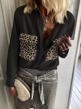 Load image into Gallery viewer, Fashionable Retro Casual Loose Long Sleeve Leopard Colorblock Shirt
