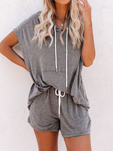Load image into Gallery viewer, Casual Loose Solid Color Hooded Sleeveless Two-piece Suit
