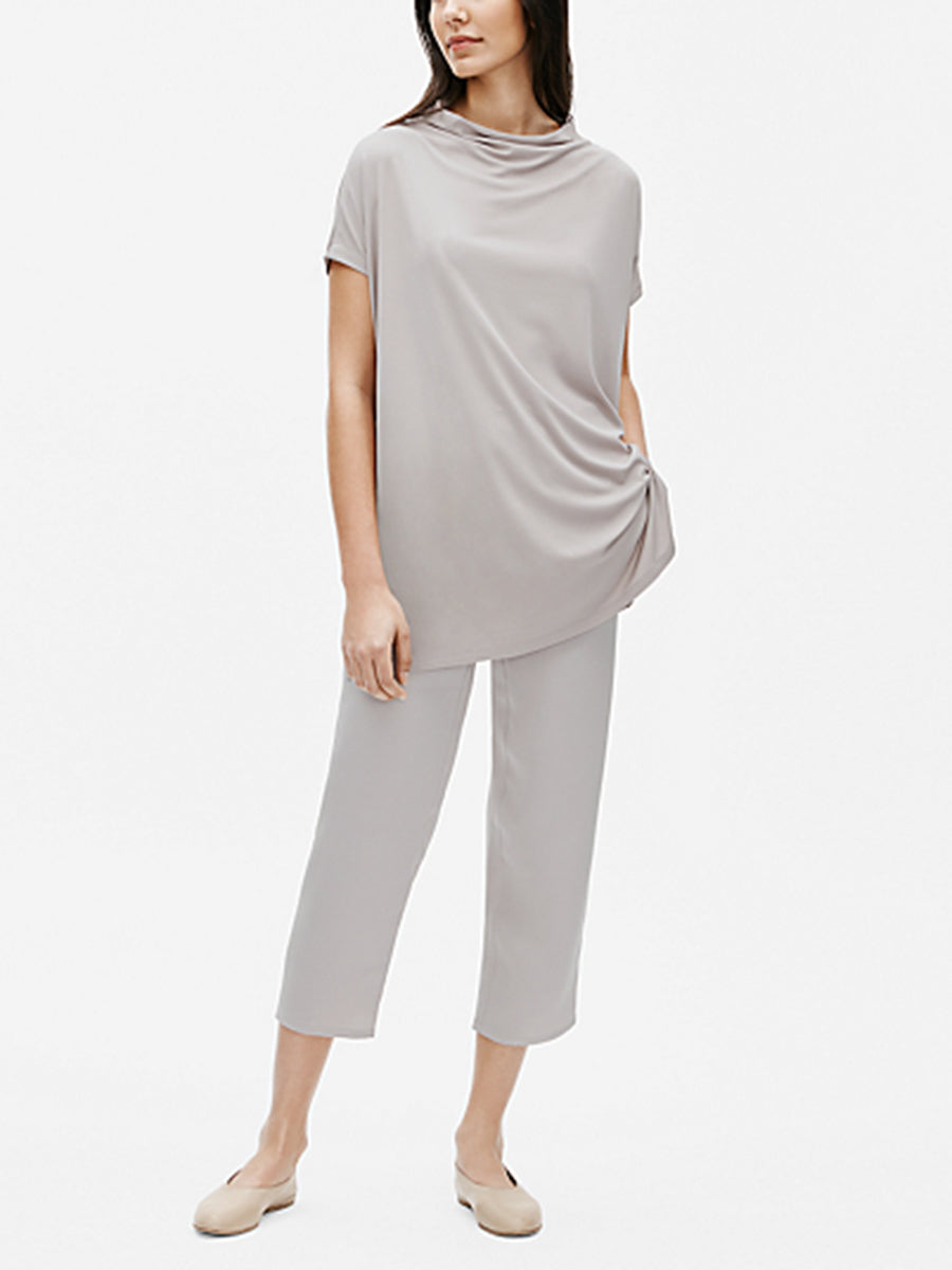 Stretch Silk Jersey Funnel Neck Suit