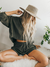 Load image into Gallery viewer, Casual Long Sleeve Shorts Suit
