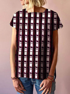 Fashion Casual Check Short-sleeved T-shirt