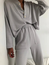 Load image into Gallery viewer, Casual Loose Solid Color Stand Collar Long Sleeve Two-piece Suit
