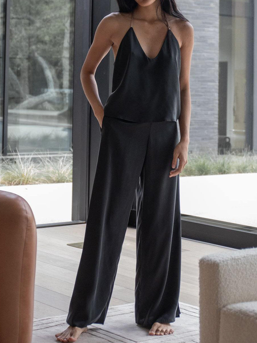 Simple Casual Sling Top Pants Set