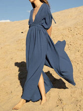 Load image into Gallery viewer, Deep V Neck High Fork Twist Casual Dress
