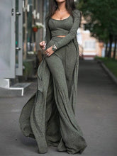 Load image into Gallery viewer, Knitted Loose Cardigan Vest and Pants Extra-long Three-piece Suit
