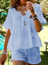 Load image into Gallery viewer, Solid Color Casual Shorts Suit
