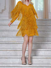 Load image into Gallery viewer, Prom V-neck Fringed Slim Mini Evening Dress

