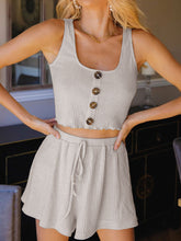 Load image into Gallery viewer, Short Vest with Button Decoration Loose Shorts Suit
