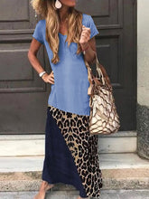 Load image into Gallery viewer, Casual Coloring Short Sleeve Round Neck Dress
