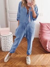 Load image into Gallery viewer, Casual Button Shirt Collar Jumpsuit
