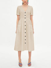 Load image into Gallery viewer, V-neck Net Color Short Sleeve Dress
