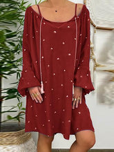 Load image into Gallery viewer, Holiday Puff Sleeve Round Neck Print Dress
