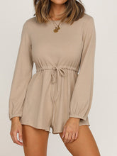 Load image into Gallery viewer, Casual Solid Color Round Neck Long Sleeve Drawstring Jumpsuit
