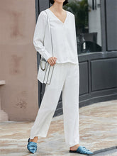 Load image into Gallery viewer, Simple Casual Loose And Comfortable V Neck Top Pants Suit
