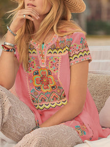 Romantic Idyllic Floral Bohemian Print Top