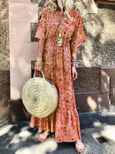 Load image into Gallery viewer, Fashionable Bohemian Printed V-neck Dress
