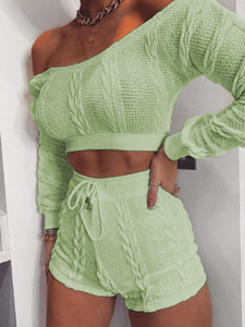 Round Neck Long Sleeve Knitted Sweater Man Suit