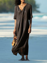Load image into Gallery viewer, V-Neck Short Sleeved Beach Dress
