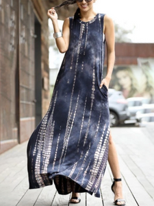 Casual Tie-dye Sleeveless Maxi Dress
