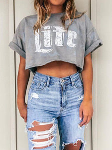 Casual Loose Letter Short Sleeve T-Shirt