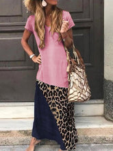 Load image into Gallery viewer, Casual Coloring Short Sleeve Round Neck Dress
