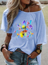 Load image into Gallery viewer, Fashion Butterfly Print Holiday Short Sleeve Top
