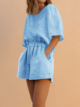 Load image into Gallery viewer, Short-sleeved Top and High-waist Shorts Women&#39;s Suit
