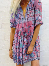 Load image into Gallery viewer, Boho Print 3/4 Sleeve Tassel Mini Dress
