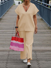 Load image into Gallery viewer, Simple Casual Loose V-Neck Top Pants Knitted Suit
