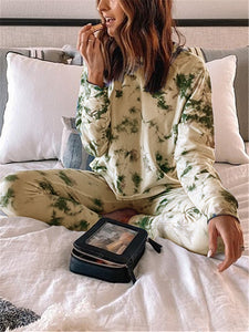 Casual Loose Sweater Pants Tie Dye Suit