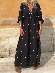 Fashion Print V-neck Casual Dress