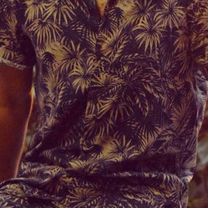 Men'S Hawaiian Floral Stand Collar Set