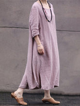Load image into Gallery viewer, Bohemia Pure Color Round Neck Half Sleeve Loose Casual Dress
