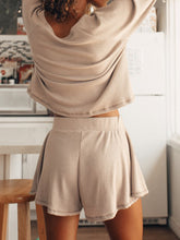 Load image into Gallery viewer, Solid Color Long Sleeve Top Loose Shorts Casual Suit
