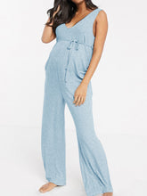 Load image into Gallery viewer, Casual Loose Short Sleeve V-neck Solid Color Pregnant Women&#39;s Jumpsuit
